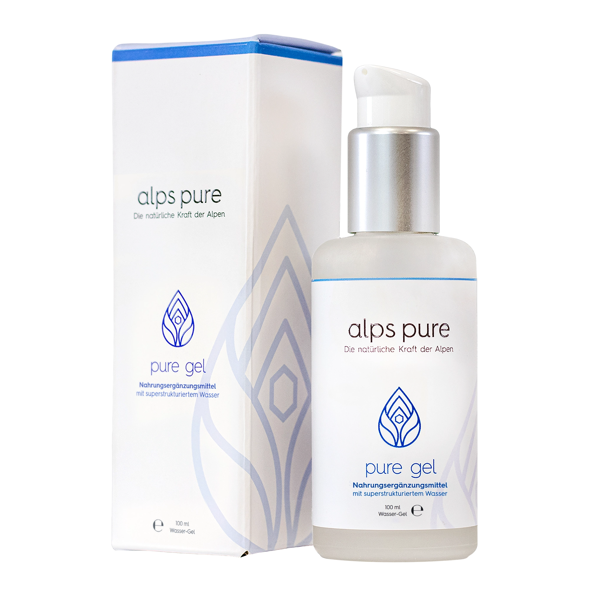pure gel von alps pure – Verpackung und Flasche